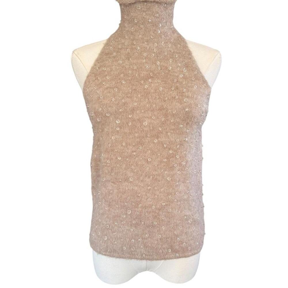 Zara embellished fuzzy knit halter